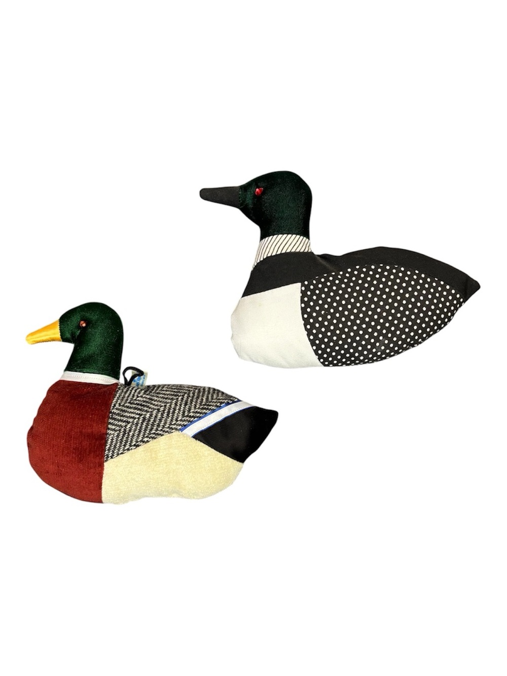 Set of 2 VTG Lady Slipper Designs Plush Mallard Duck Decor Stuffed Rustic Cabin